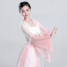 Elegant Ancient Chinese Style Dance Costume Women's Flowing Shawl Practice Suit Performance Gown Stage Outfit Folk Dance