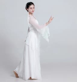 Elegant Ancient Chinese Style Dance Costume Women's Flowing Shawl Practice Suit Performance Gown Stage Outfit Folk Dance