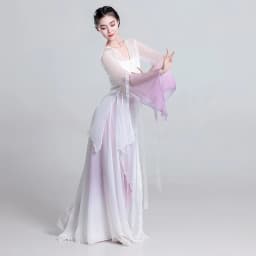 Elegant Ancient Chinese Style Dance Costume Women's Flowing Shawl Practice Suit Performance Gown Stage Outfit Folk Dance