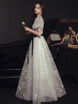 Ele White Evening Gown for Adult Ceremony Student Performance Host Princ Skirt Long Dr Luxury Celebration Ball Dr