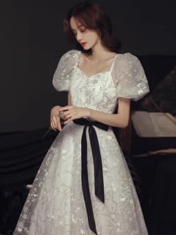 Ele White Evening Gown for Adult Ceremony Student Performance Host Princ Skirt Long Dr Luxury Celebration Ball Dr