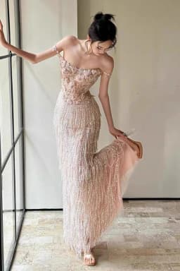 Ele Heavy Embellied Morning Robe for Women Wedding Dr Skirt Faionable Mid-Waist Zipper Sle Long Evening Gown
