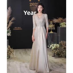 Elegant Evening Gown Women's Hostess Ball Performance Outfit Glittering Sequins Midi Dress Zipper Style Slim Fit Long Skirt