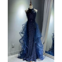 Elegant Evening Gown Neck Hanging Fish Tail Banquet Art Exam Student Day Adult Ceremony Slimming High Waist Zipper Style