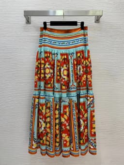 Early Spring Lemon Print T-Shirt And High Waist Mesh Skirt Set Women's Holiday Fashionable Ethnic Style Stage Costume