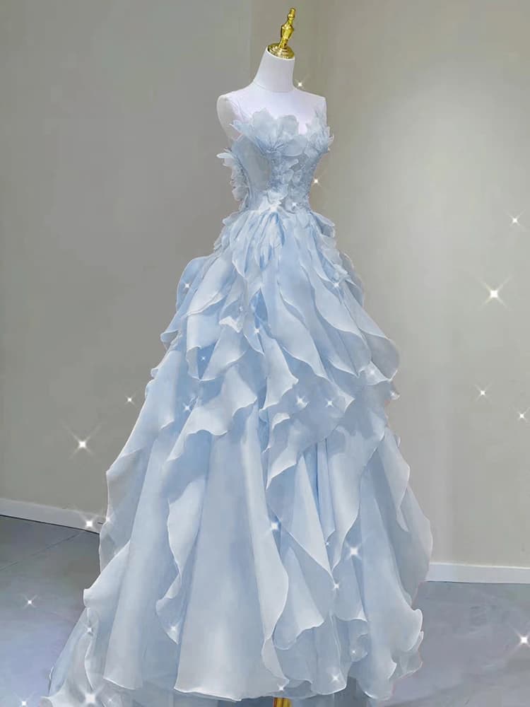 Ele Blue Evening Gown Women's High-End Host Ball Lightweight Luxury Adult Ceremony Super Fairy T Sound Music Exam