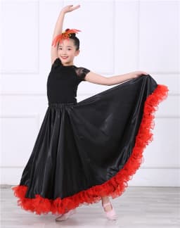 Children's Dance Skirt Outfit Bull Dance Half Skirt Performance Costume Girls' Big Swing Skirt Ethnic Stage Clothing