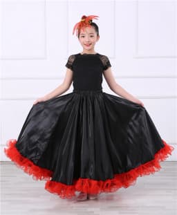 Children's Dance Skirt Outfit Bull Dance Half Skirt Performance Costume Girls' Big Swing Skirt Ethnic Stage Clothing