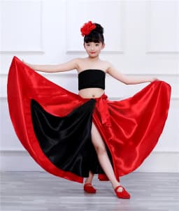 Children's Dance Skirt Outfit Bull Dance Half Skirt Performance Costume Girls' Big Swing Skirt Ethnic Stage Clothing