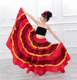 Children's Dance Skirt Outfit Bull Dance Half Skirt Performance Costume Girls' Big Swing Skirt Ethnic Stage Clothing