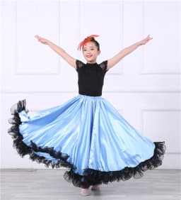 Children's Dance Skirt Outfit Bull Dance Half Skirt Performance Costume Girls' Big Swing Skirt Ethnic Stage Clothing