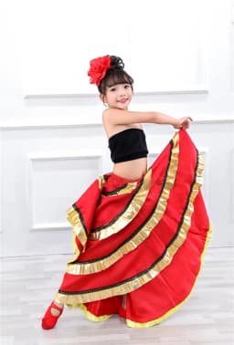 Children's Dance Skirt Outfit Bull Dance Half Skirt Performance Costume Girls' Big Swing Skirt Ethnic Stage Clothing