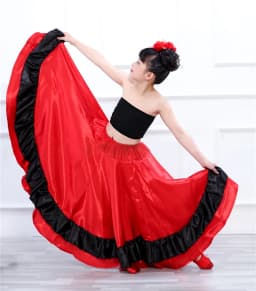 Children's Dance Skirt Outfit Bull Dance Half Skirt Performance Costume Girls' Big Swing Skirt Ethnic Stage Clothing