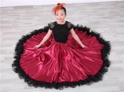 Children's Dance Skirt Outfit Bull Dance Half Skirt Performance Costume Girls' Big Swing Skirt Ethnic Stage Clothing