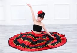 Children's Dance Skirt Outfit Bull Dance Half Skirt Performance Costume Girls' Big Swing Skirt Ethnic Stage Clothing