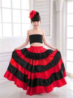 Children's Dance Skirt Outfit Bull Dance Half Skirt Performance Costume Girls' Big Swing Skirt Ethnic Stage Clothing