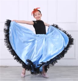 Children's Dance Skirt Outfit Bull Dance Half Skirt Performance Costume Girls' Big Swing Skirt Ethnic Stage Clothing