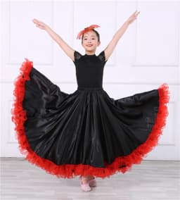 Children's Dance Skirt Outfit Bull Dance Half Skirt Performance Costume Girls' Big Swing Skirt Ethnic Stage Clothing