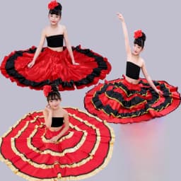 Children's Dance Skirt Outfit Bull Dance Half Skirt Performance Costume Girls' Big Swing Skirt Ethnic Stage Clothing