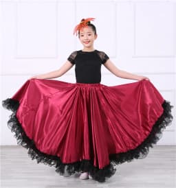 Children's Dance Skirt Outfit Bull Dance Half Skirt Performance Costume Girls' Big Swing Skirt Ethnic Stage Clothing