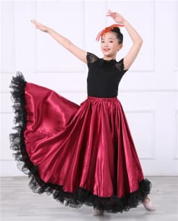 Children's Dance Skirt Outfit Bull Dance Half Skirt Performance Costume Girls' Big Swing Skirt Ethnic Stage Clothing