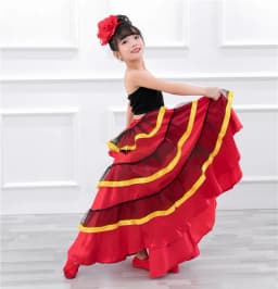Children's Dance Skirt Outfit Bull Dance Half Skirt Performance Costume Girls' Big Swing Skirt Ethnic Stage Clothing