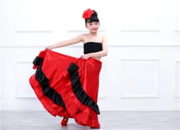 Children's Dance Skirt Outfit Bull Dance Half Skirt Performance Costume Girls' Big Swing Skirt Ethnic Stage Clothing