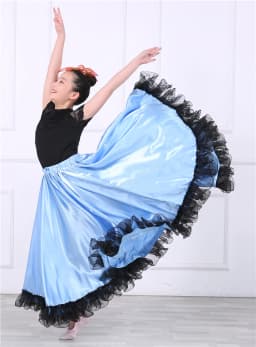 Children's Dance Skirt Outfit Bull Dance Half Skirt Performance Costume Girls' Big Swing Skirt Ethnic Stage Clothing