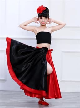 Children's Dance Skirt Outfit Bull Dance Half Skirt Performance Costume Girls' Big Swing Skirt Ethnic Stage Clothing