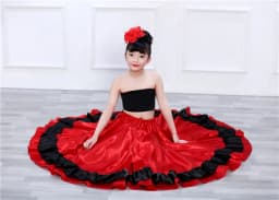 Children's Dance Skirt Outfit Bull Dance Half Skirt Performance Costume Girls' Big Swing Skirt Ethnic Stage Clothing