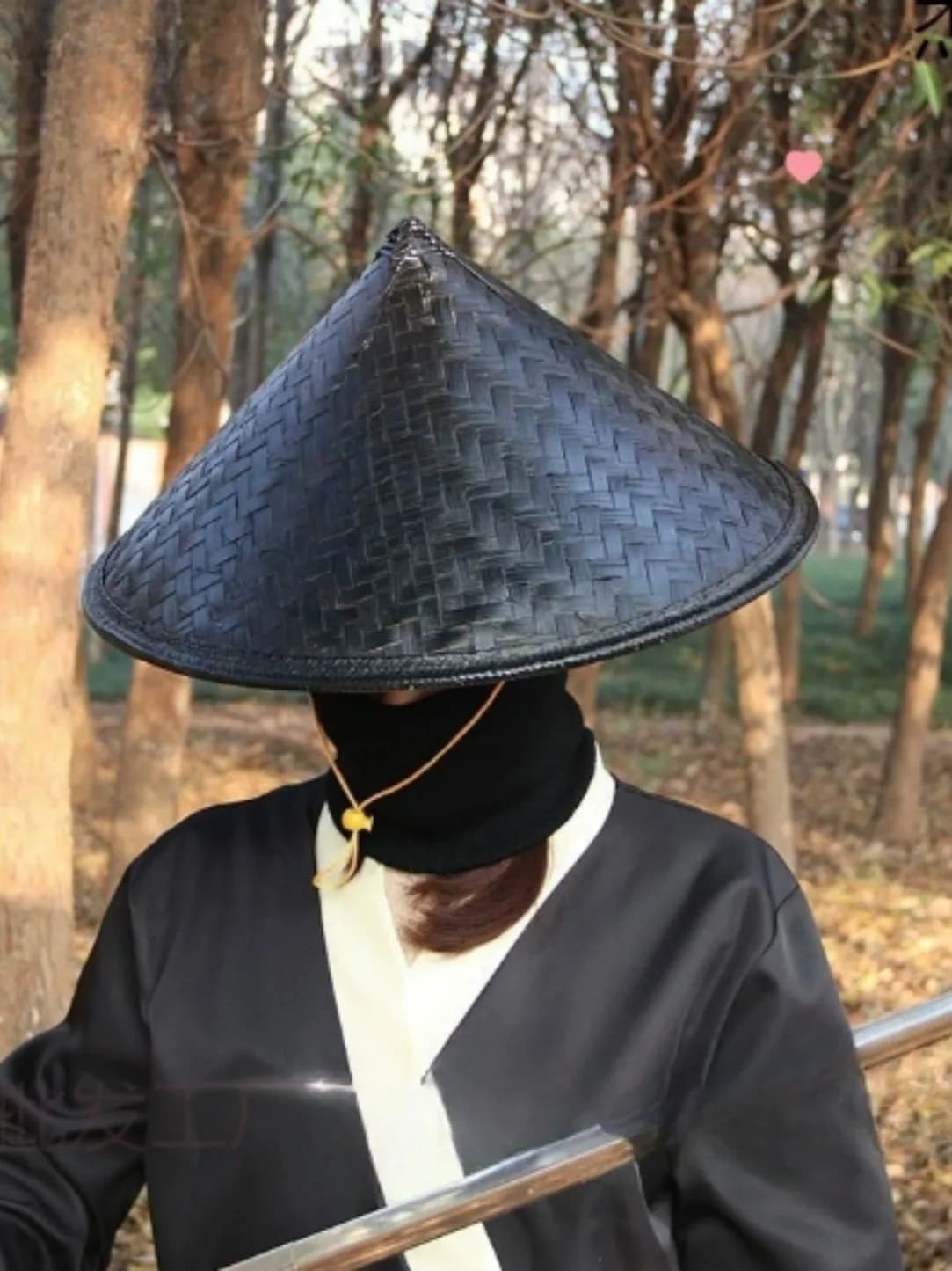 Black Bamboo Woven Sun Protection Hat Martial Arts Style Dance Performance Props Unisex Ancient Chinese Hero Hat