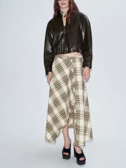 High Waist Asymmetric Plaid Midi Skirt Spring Collection New Arrival Elite Style ZA2026 Women's Fashion Ethnic Costume