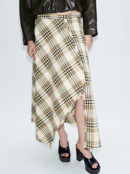 High Waist Asymmetric Plaid Midi Skirt Spring Collection New Arrival Elite Style ZA2026 Women's Fashion Ethnic Costume