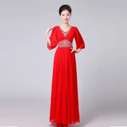 Elegant Long Chorus Performance Dress Women's Gown Stage Host Conductor Evening Gown plus Size Banquet Command Performance