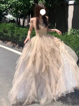 Princess Style One Shoulder Birthday Dress Adult Women's New 2024 Wedding Ceremony Hostess Dress Maids Dress with Belt