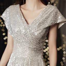 Elegant Sequin V-Neck Evening Gown Performance Hostess Dress Luxury Light Weight Ball Dress for Party Wedding Anniversary