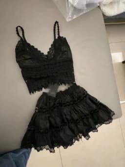 Elegant Lace Hollow out Tank Top And Skirt Set Charmsome And Innocent Style for Women Spring Season Fashion Ladies Clothing