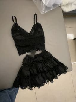 Elegant Lace Hollow out Tank Top And Skirt Set Charmsome And Innocent Style for Women Spring Season Fashion Ladies Clothing