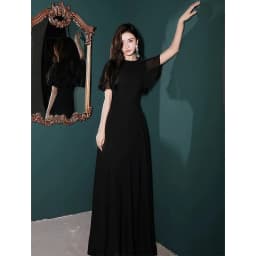 Elegant plus Size Black Evening Gown Women's Dress Conceals Belly for Banquet Slimming Aesthetic High Waist Wedding Dress