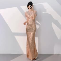 Champagne Color Evening Gown 2026 New Style Banquet Elegance Luxury Small Audience Host Adult Ceremony Sequin Fish Tail Skirt...