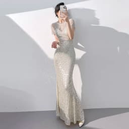 Champagne Color Evening Gown 2026 New Style Banquet Elegance Luxury Small Audience Host Adult Ceremony Sequin Fish Tail Skirt...