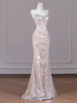 Elegant Fish Tail Wedding Dress Evening Gown with Strapless Design for Bride to Be Formal Occasion Long Evening Gown