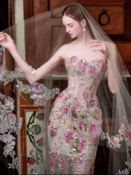 Elegant Fish Tail Evening Dress 2026 New Luxury Floral Engagement Robe Women Hostess Strapless Gown with Zipper for Party Wed...