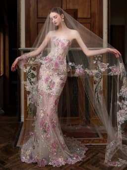 Elegant Fish Tail Evening Dress 2026 New Luxury Floral Engagement Robe Women Hostess Strapless Gown with Zipper for Party Wed...