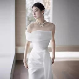 Silk Satin One Shoulder Lightweight Bridal Gown Simple Elegance White Dress Tailored Welcome Veil for Brides