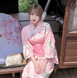 New Long Kimono Dress Women's Style Improved Version Fireworks Conference Bathrobe Set Light Blue Traditional Japanese Costume