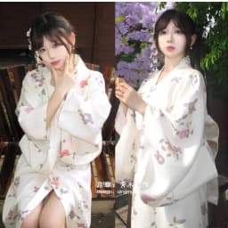 New Long Kimono Dress Women's Style Improved Version Fireworks Conference Bathrobe Set Light Blue Traditional Japanese Costume