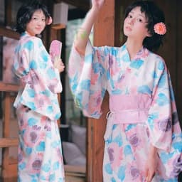 New Long Kimono Dress Women's Style Improved Version Fireworks Conference Bathrobe Set Light Blue Traditional Japanese Costume