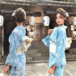 New Long Kimono Dress Women's Style Improved Version Fireworks Conference Bathrobe Set Light Blue Traditional Japanese Costume