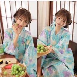 New Long Kimono Dress Women's Style Improved Version Fireworks Conference Bathrobe Set Light Blue Traditional Japanese Costume